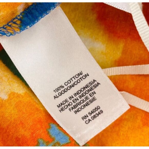 Jones‎ New York Sport Floral Blouse XL 100% Cotton Womens 3/4 Sleeve Blue Orange - Picture 4 of 5